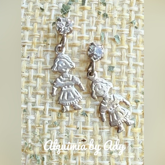 Silver Girl Charm Earrings 925 sterling - Picture 1 of 1